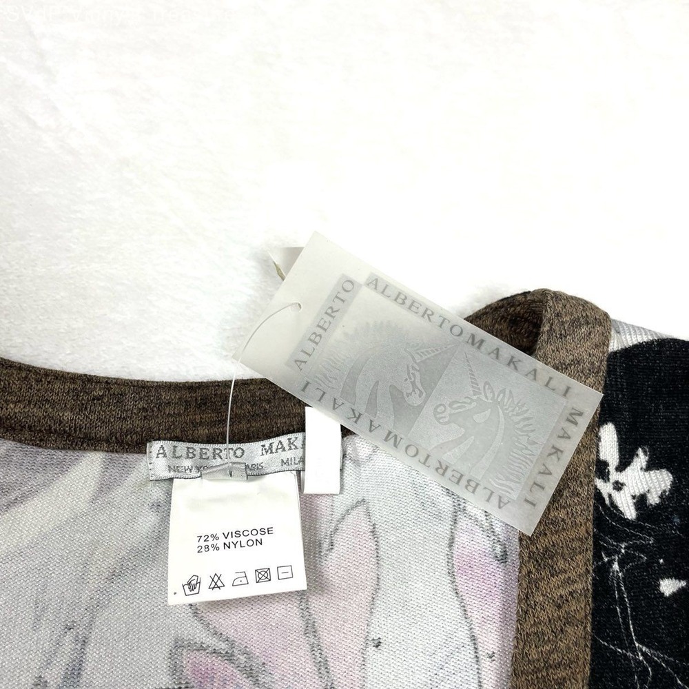 Alberto Makali Women's Floral Cardigan Vintage Y2K Bell Sleeve Gem Sz L NWT - Picture 5 of 11